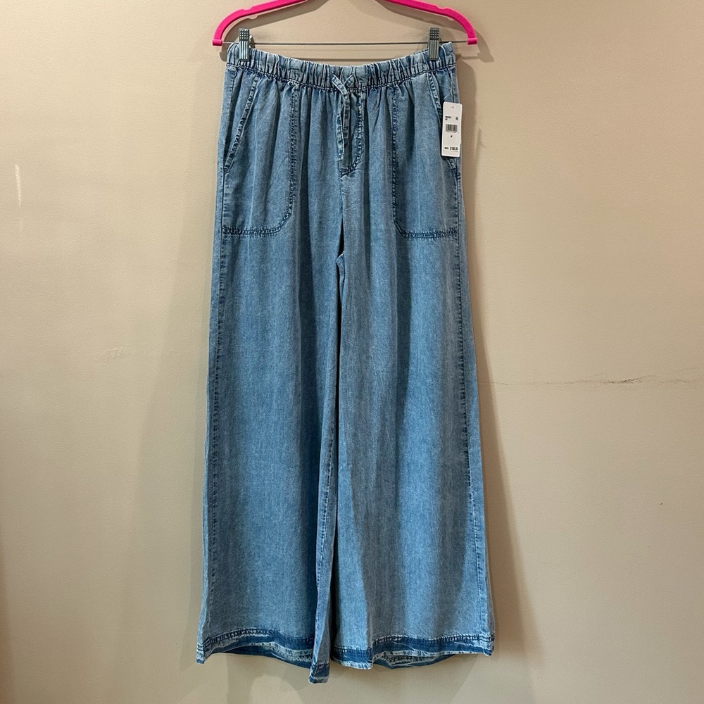 NWT Splendid Women’s M Angie Indigo Palazzo Pants Wide Leg Blue flowy pocket